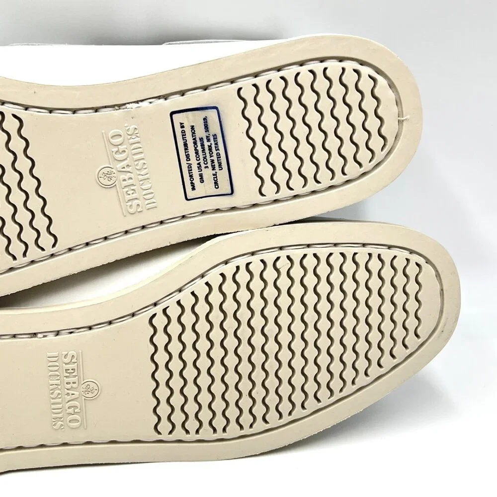 Sebago Docksides Portland Womens Size 10 White Leather‎ Boat Shoes Loafers